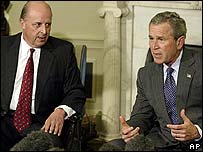 John Negroponte y George Bush.